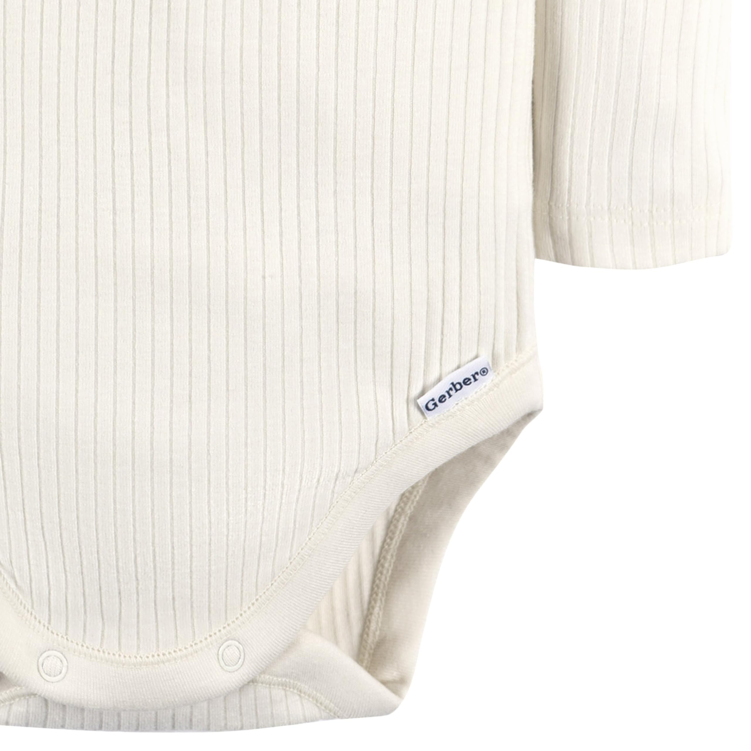 Gerber Baby Boys' 2-Pack Bodysuits, Ivory & Grey Heather, 12 Months
