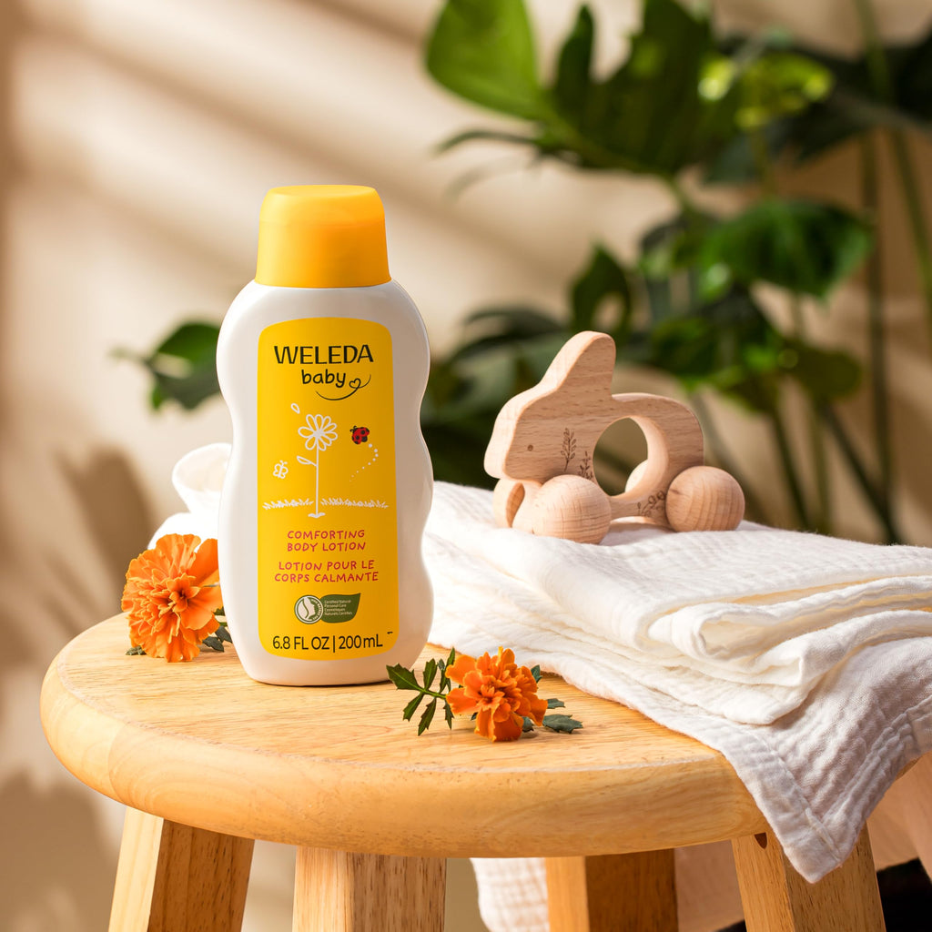 Weleda Baby Calendula Comforting Body Lotion, Plant Rich Moisturizer with Calendula, Chamomile, Sweet Almond and Sesame Oils, 6.8 Fl Oz