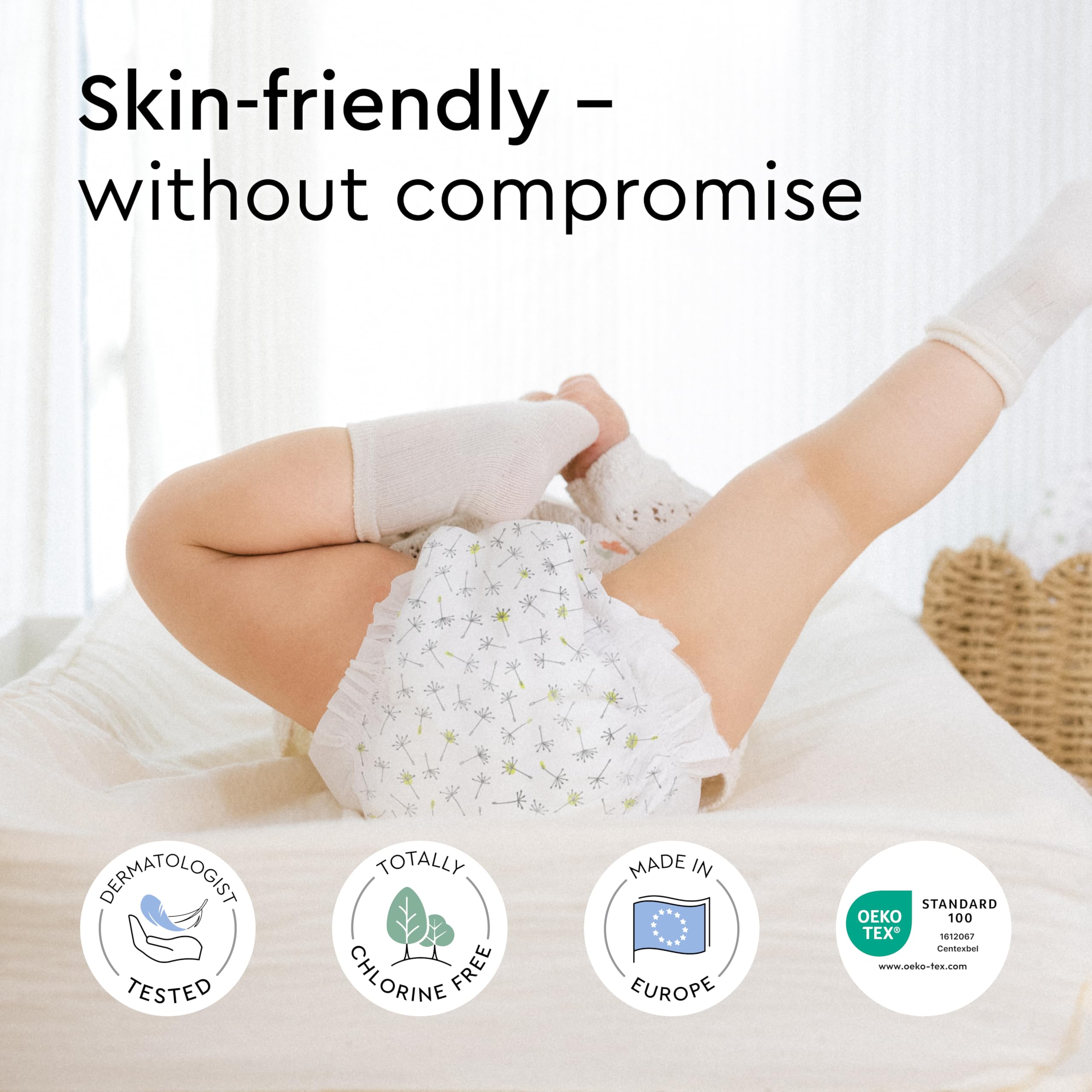LILLYDOO Baby Diapers, Size 1 (4+ lbs), 144 Count, Hypoallergenic & TCF