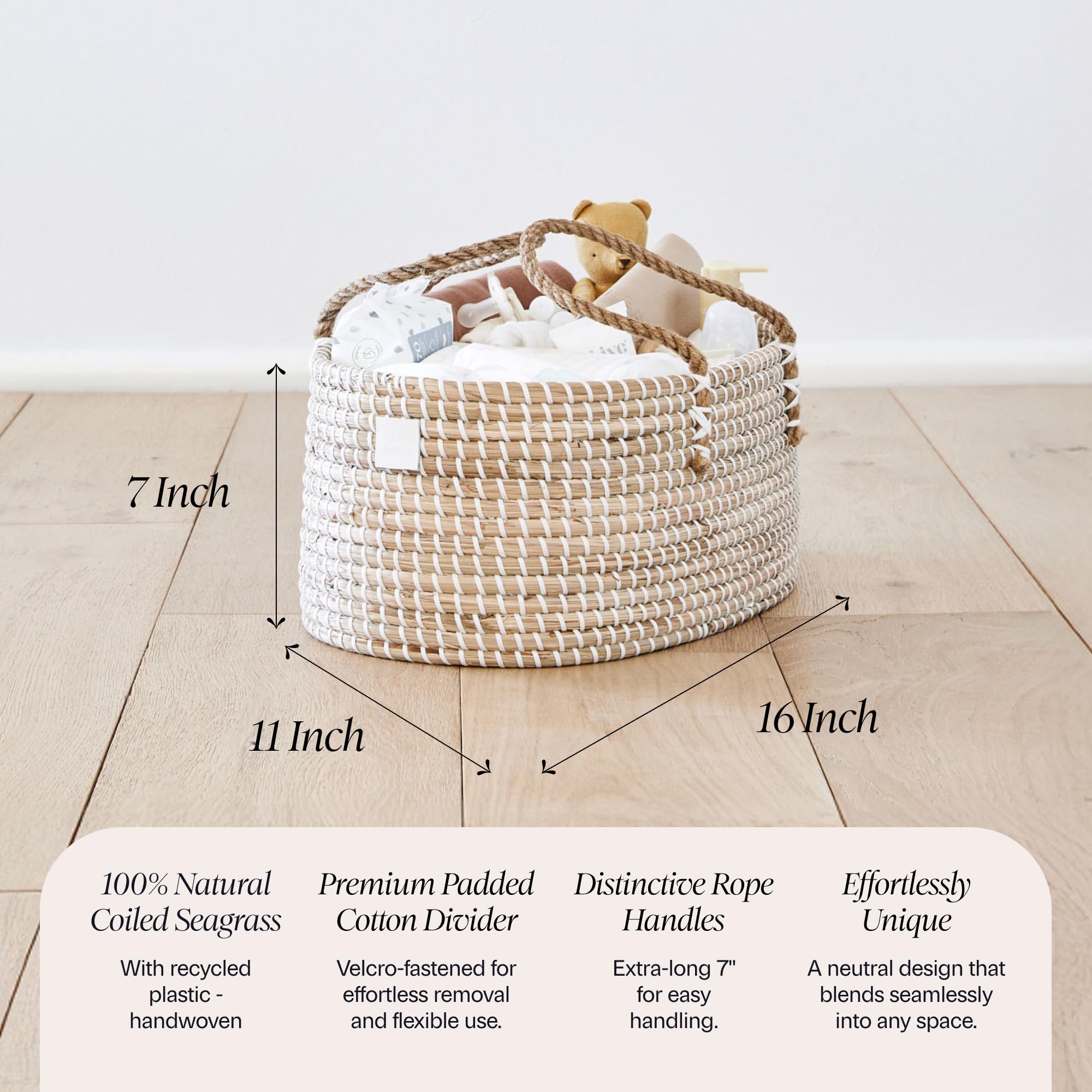 BEBE BASK Premium Baby Diaper Caddy Organizer - Basket With Cotton Divider