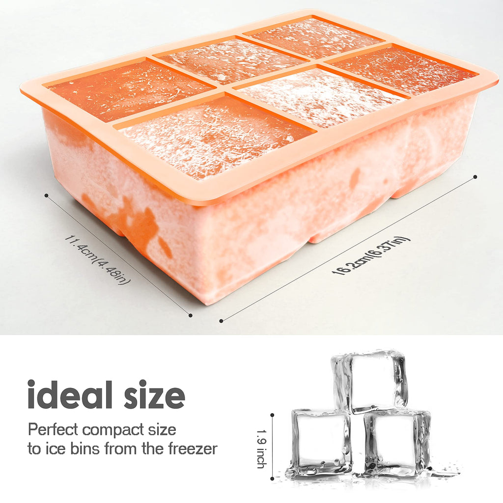 Excnorm Silicone Ice Cube Trays 3 Pack - Large Size Silicone Ice Cube Molds with Leak Proof Removable Lid Square Ice Cube Tray And BPA Free for Cocktail,Whiskey, Stackable Flexible Ice
