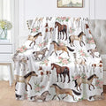 Horse Rose Throw Blanket for Women Men Flowers Blanket Gifts for Adults Cute Horses Lightweight Blanket 60X80 Inches for Bed All Season