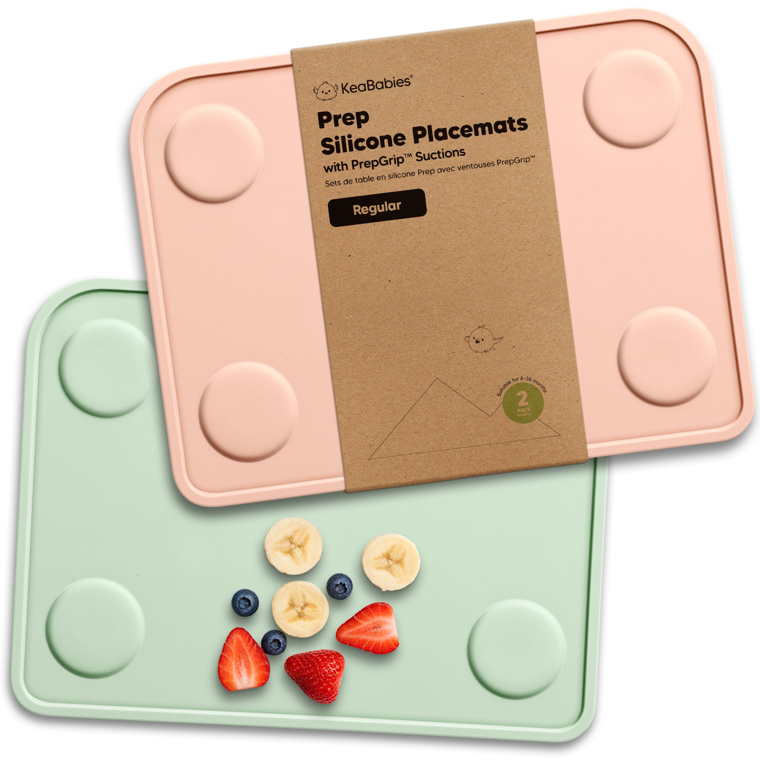 KeaBabies 2pk Silicone Placemats for Toddlers, Kids, Baby, 12x9 (Mellow, S)