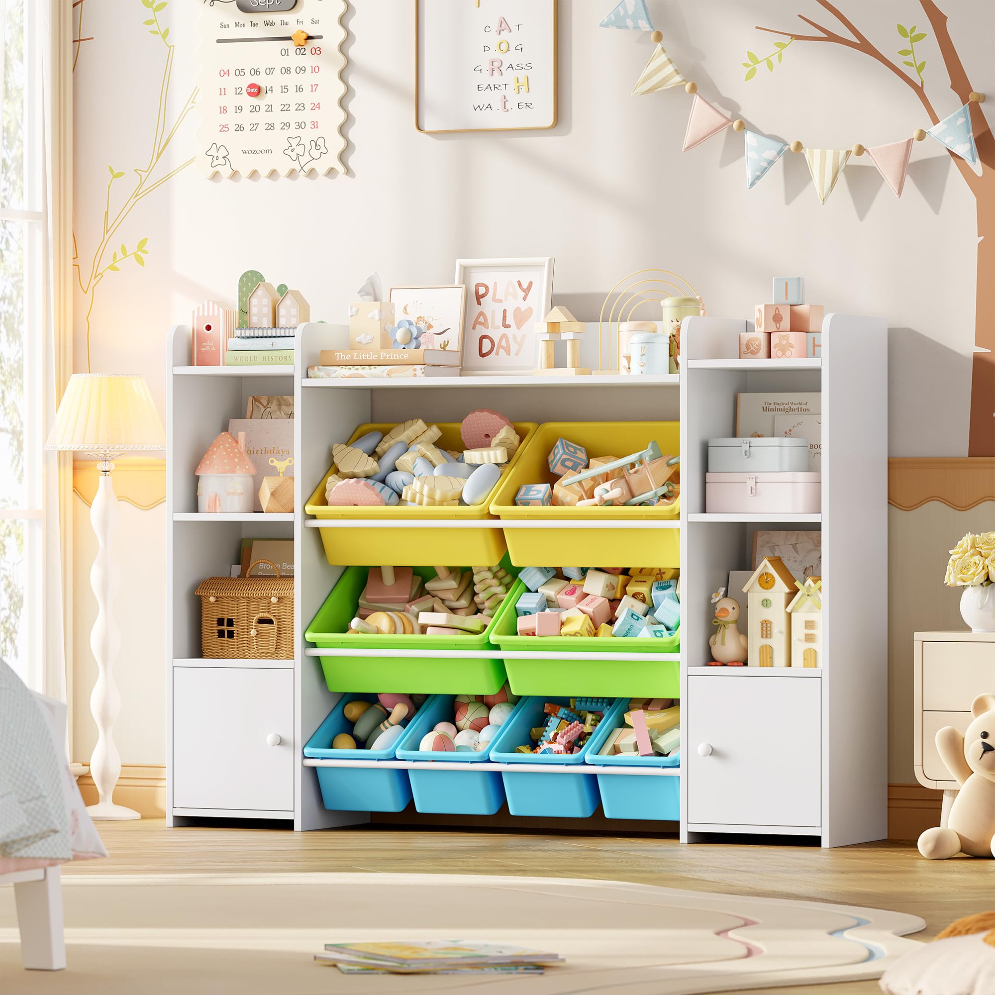 FOTOSOK Storage Organizer with 8 Bins, Organizer Bin
