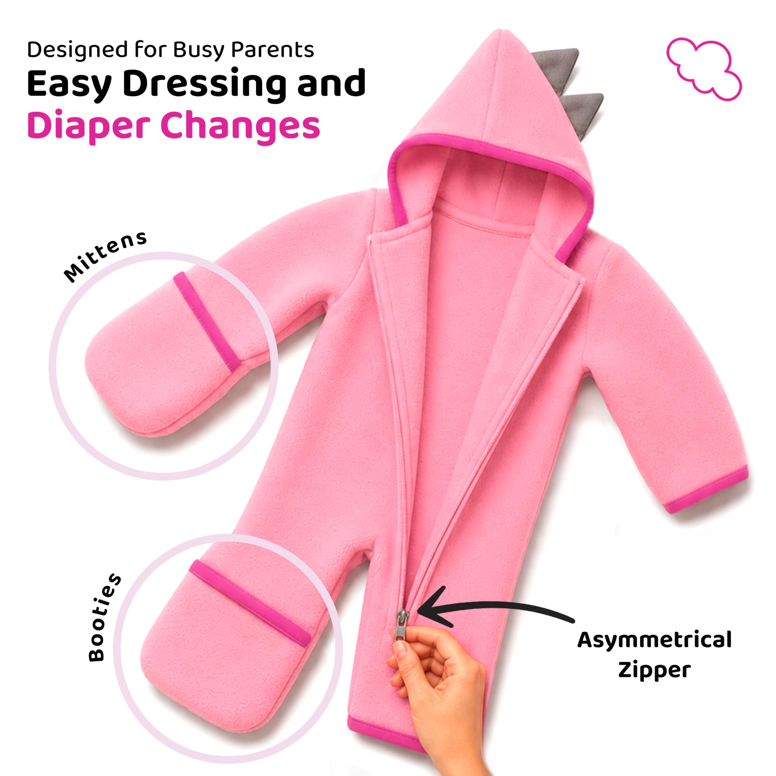 Cuddle Club Fleece Baby Bunting Bodysuit – Infant One Piece Kids Hooded Romper Outerwear Toddler Jacket