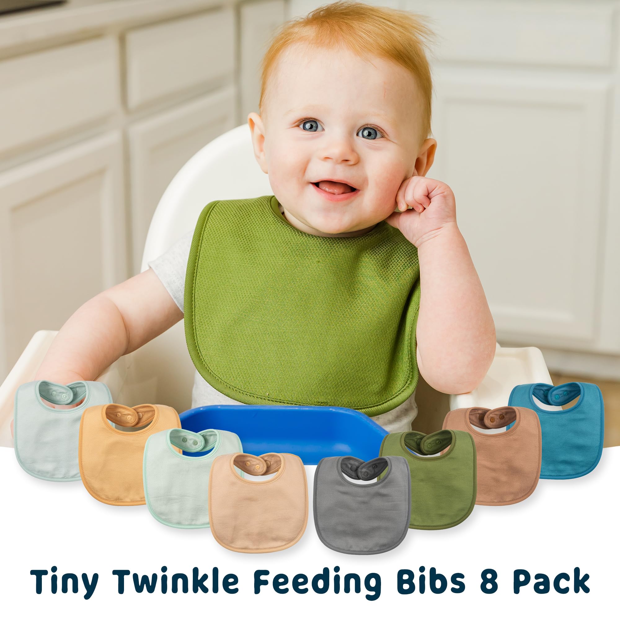 Tiny Twinkle 8 Pack Baby Bibs for Drooling and Teething – Waterproof & Absorbent Bibs for Baby Girl & Boy, Machine Washable Infant Bib Set for Newborns and Toddlers (Spring Boy Set 8-Pack)