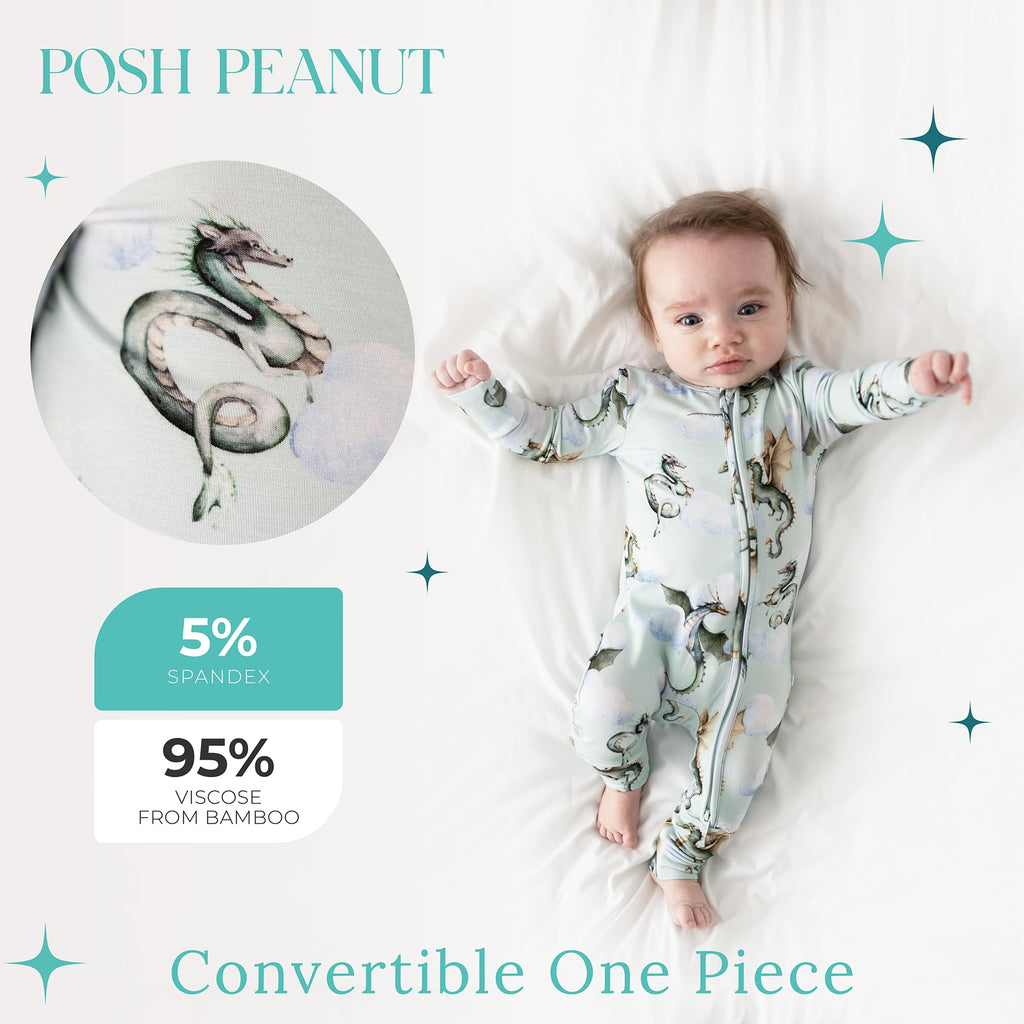 Posh Peanut Convertible Baby Sleepers, Boy Toddlers Footless Pajamas