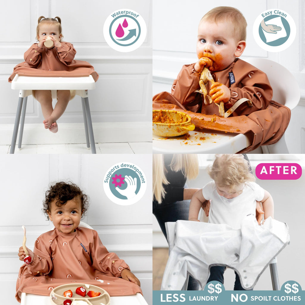 BIBaDO Attachable Long Sleeve Bib for Babies & Toddlers – Easy Clean