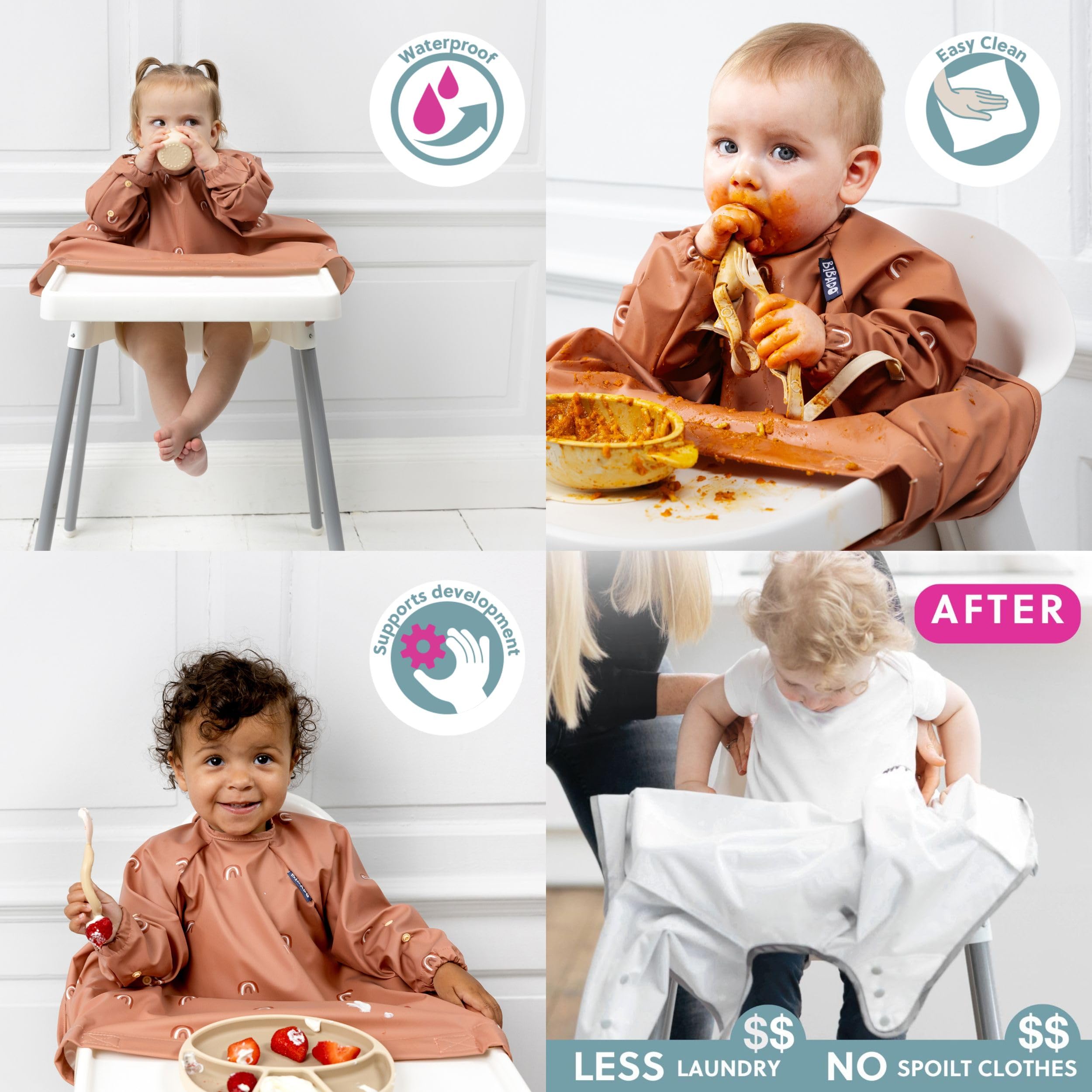 BIBaDO Attachable Long Sleeve Bib for Babies & Toddlers – Easy Clean