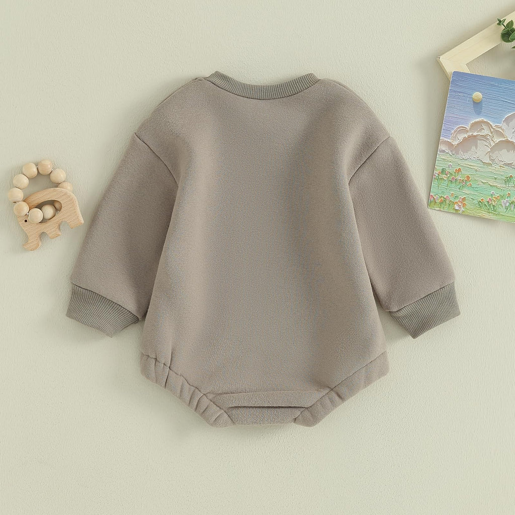 VISGOGO Newborn Infant Baby Boy Oversized Romper Sweater Bodysuits Coming Home Outfit Neutral Clothes Bubs-Gray 3-6 Months