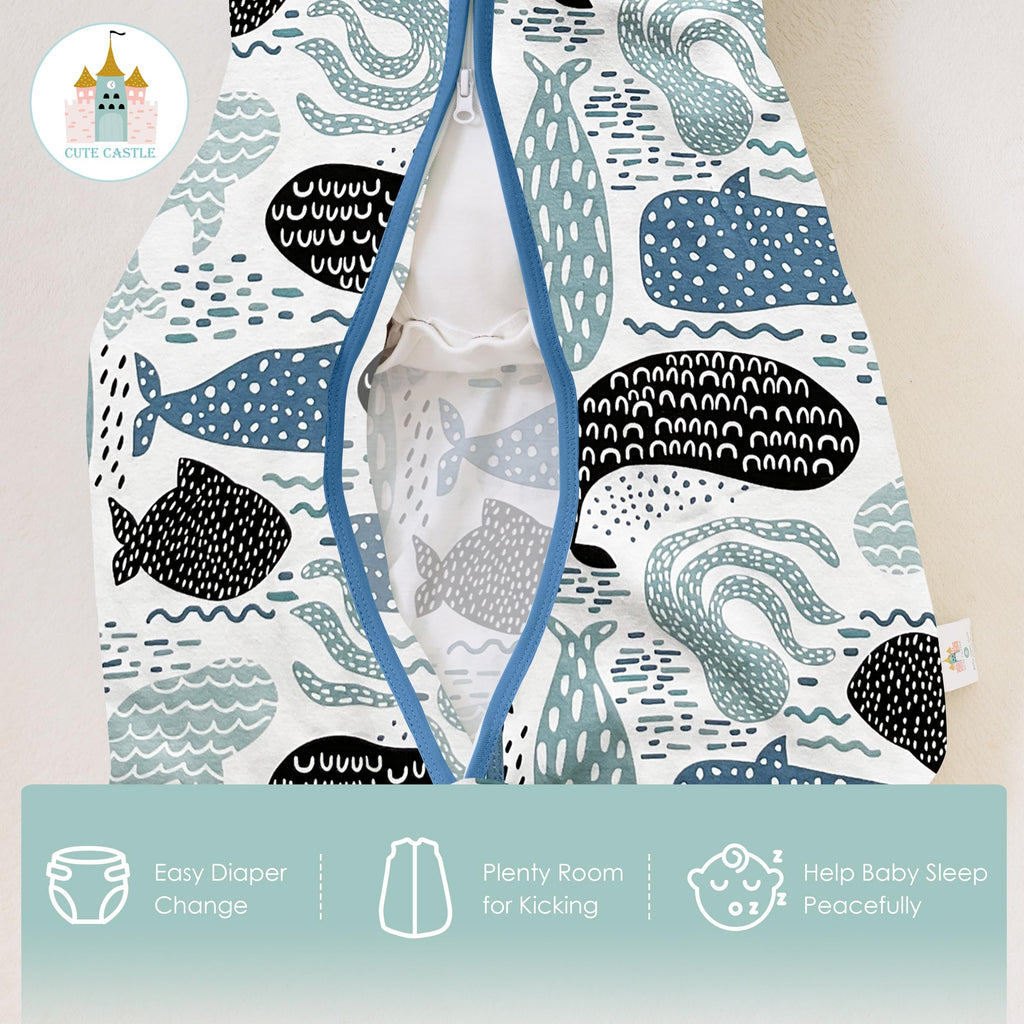 Cute Castle Baby Sleep Sack 18-24 Months - Lightweight 100% Cotton 2-Way Zipper TOG 0.5 Infant Wearable Blanket, Newborn Essentials Toddler Sleep Clothes (3 Pack Blue)