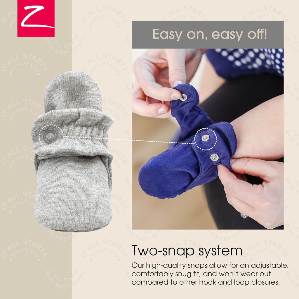 Zutano Unisex Organic Cotton Baby Booties With Gripper Soles, Gray Heather, 24M