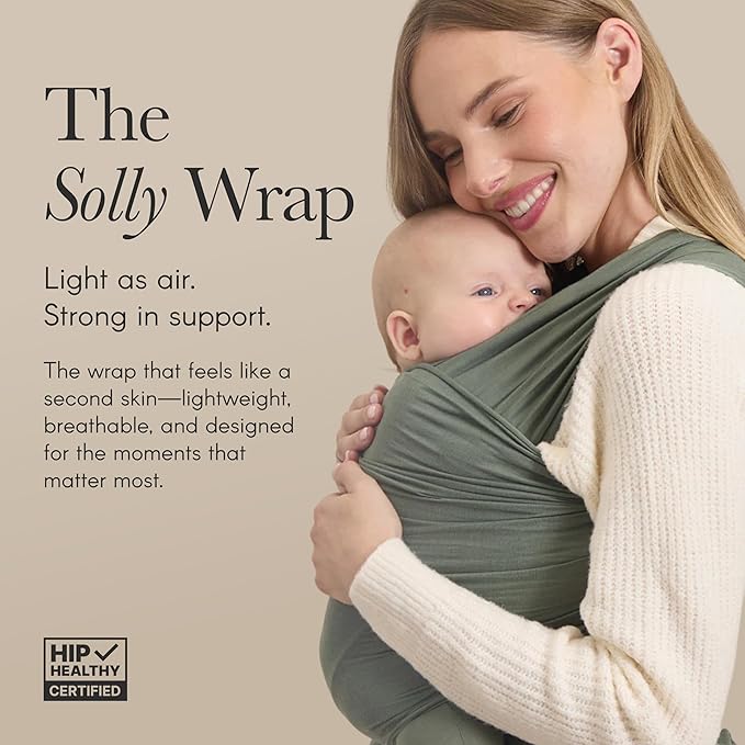 Solly Baby Wrap, Buttery-Soft Baby Carrier Newborn to Toddler 8-25 Lbs., Lightweight & Hands-Free Infant Sling Wrap, Breathable Carrier, Baby Wearing & Postpartum Essential, New Mom Gift, Sage Chequer