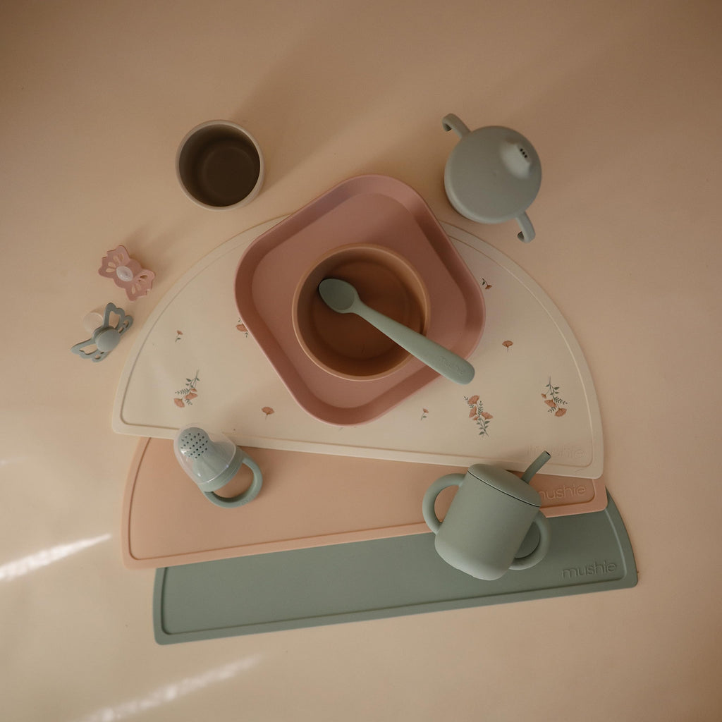 mushie Silicone Placemat for Kids | BPA-Free Non-Slip Design (Cambridge Blue)