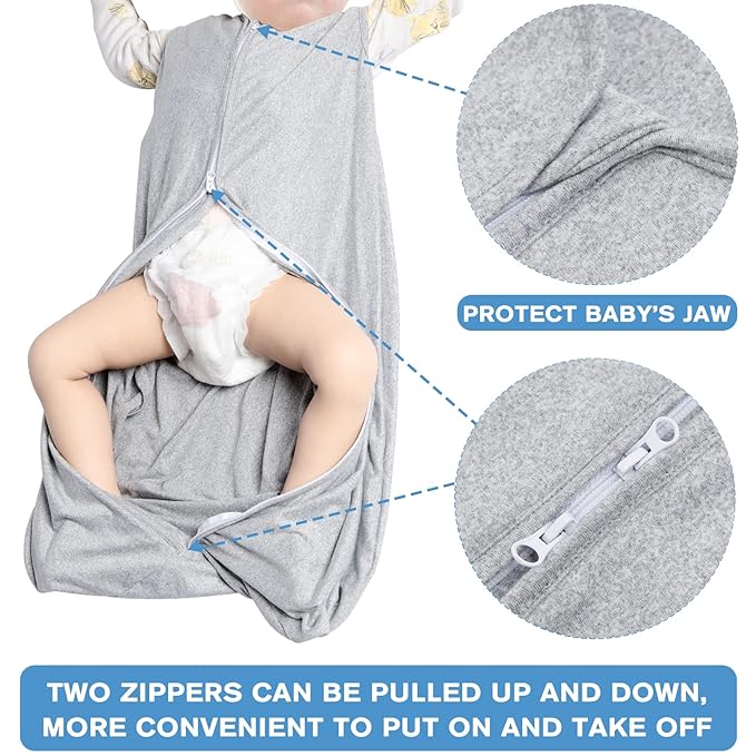 3 Pack Baby Sleep Sack 0-3 Months 100% Rayon Cotton Baby Sleeping Bag 2-Way Zipper Toddler Wearable Blankets Comfy Stretchy Thin Sleep Sacks TOG 0.3