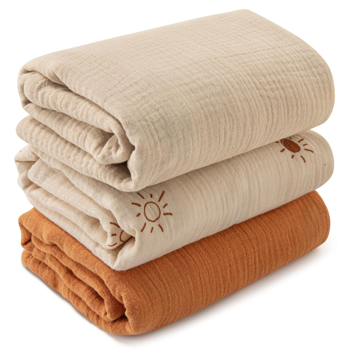 Muslin Swaddle Blankets for Newborn, 3 Pack Breathable Soft Receiving Blanket, Large 38 x 40 inches Swaddle Wrap Burping Clothes Diapers, Essentials Infant Shower Items, Toddler Gift (Cute Country)
