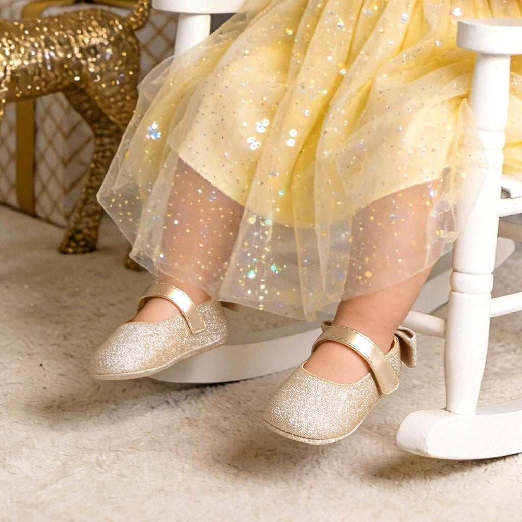 Felix & Flora Soft Sole Leather Gold Baby Shoes - Infant Baby Walking Shoes Moccasinss Rubber Sole Crib Shoes(Gold,18-24 Months)