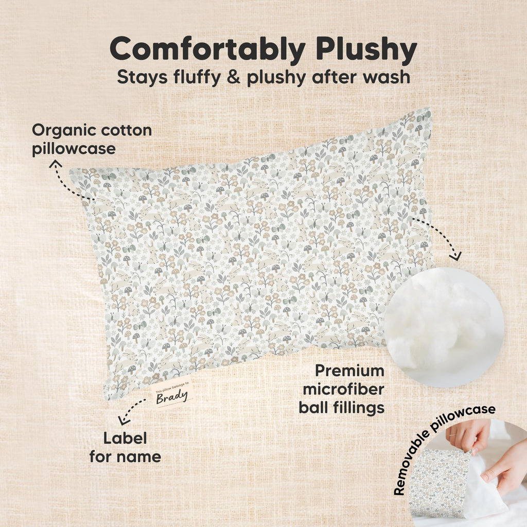 Mini Toddler Pillow with Pillowcase, 9x13 My Little Dreamy Pillow (Prairie)