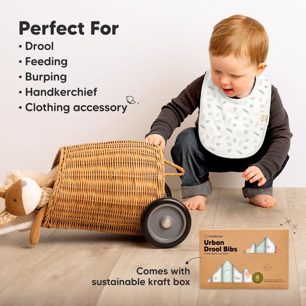 KeaBabies 8-Pack Organic Baby Bibs for Drooling and Teething (Wilderness)