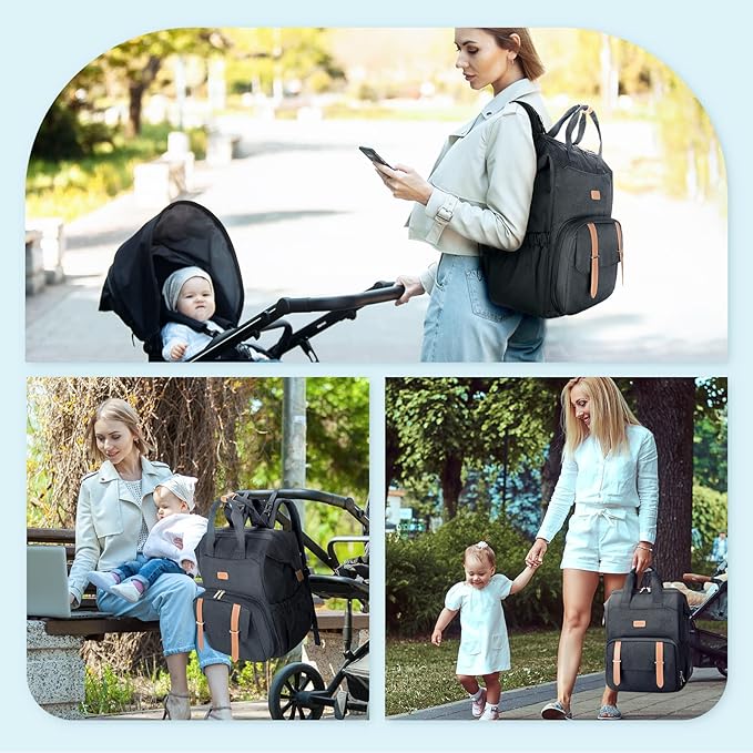 mommore Breast Pump Bag Backpack for Spectra S1,S2 Medela with Cloor Storage Bag Large Diaper Bag Backpack for Working Moms with 15.6 inch Laptop Sleeve, Black