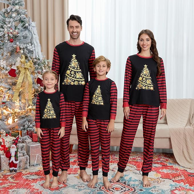 Awoscut Christmas Family Matching Pajamas Christmas Pjs Holiday Nightwear Sleepwear Sets Long Sleeve Pjs