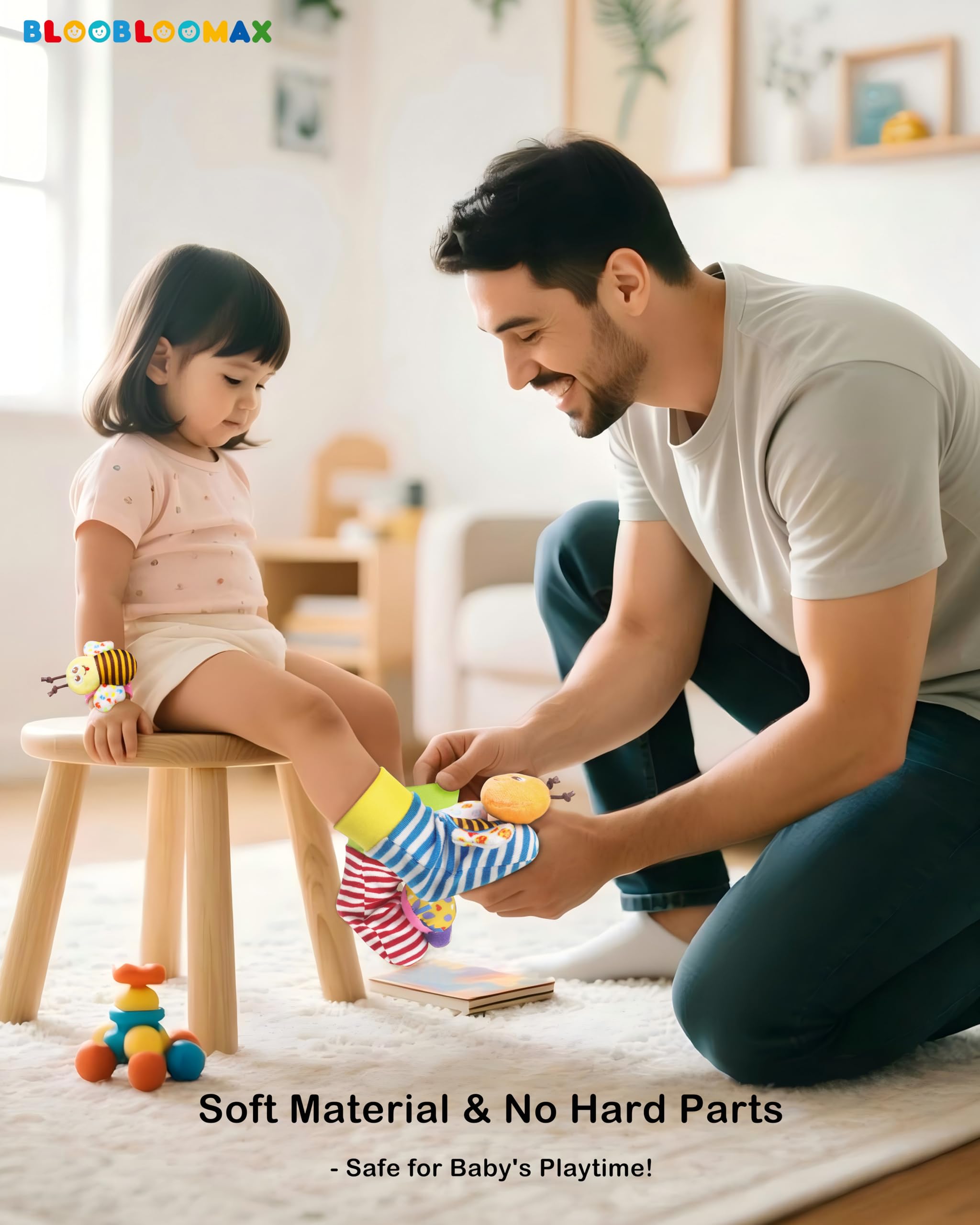 Wrist Rattles Foot Finder Rattle Toy for 3-6 Months Baby, Feet Leg Ankle Socks Arm Hand Bracelet Shaker for 6-9 Months Infant boy & Girl, Gift Set for 0-2 Years Newborn Babies (5 pcs-C)