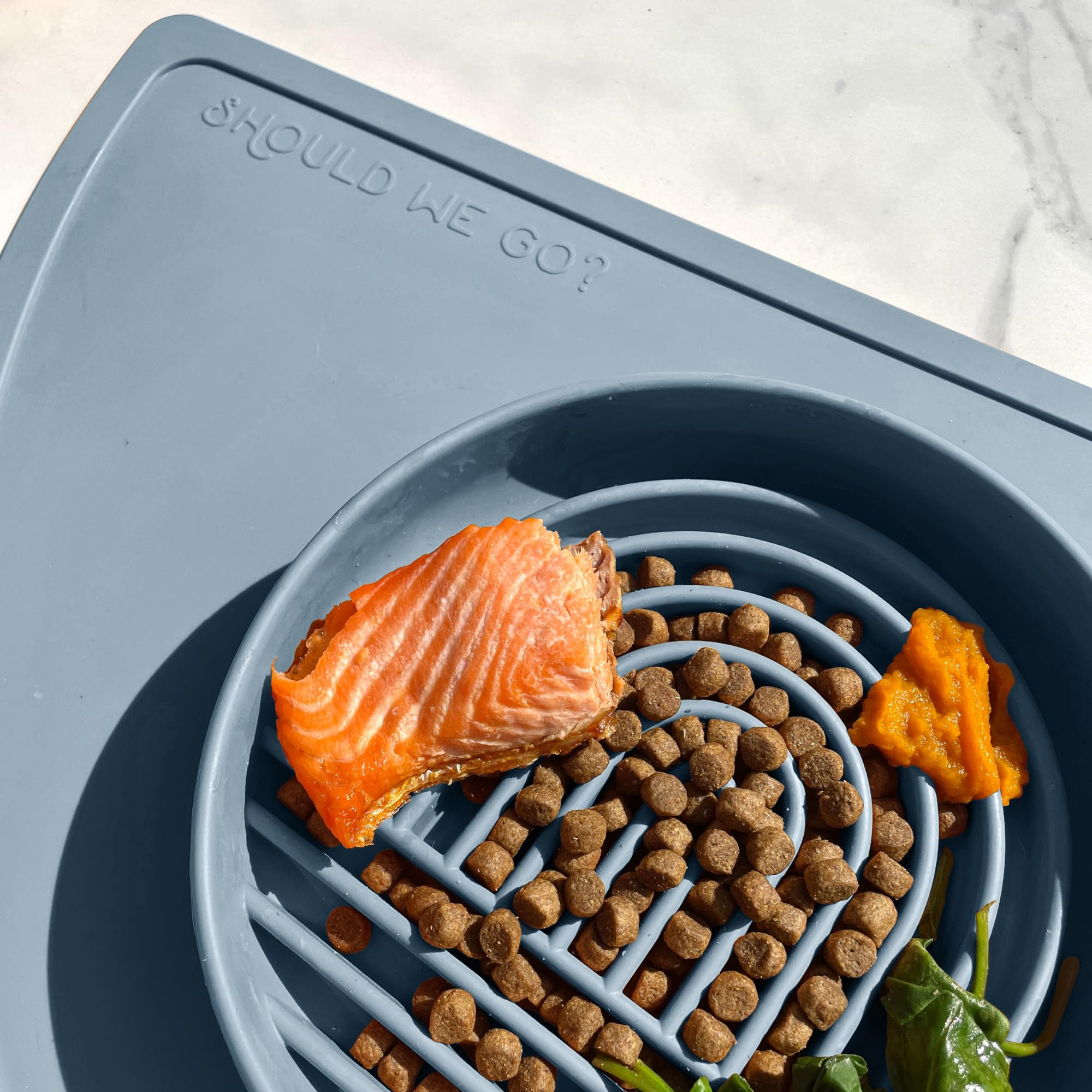 Should We Go? Slow Feeder Dog Bowls - Medium Size Silicone Slow Eating Dog Bowl for Puppies & Dogs with Suction Cup -Dishwasher-Safe, Lick Mat Design, Reduces Gulping,for All Breeds,7.5”x1.5”- Ocean