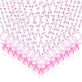 Chengu 100 Pcs Baby Shower Pacifiers Necklace, Acrylic Pacifiers Necklace Charm for Gender Reveal Party Decorations(Pink)