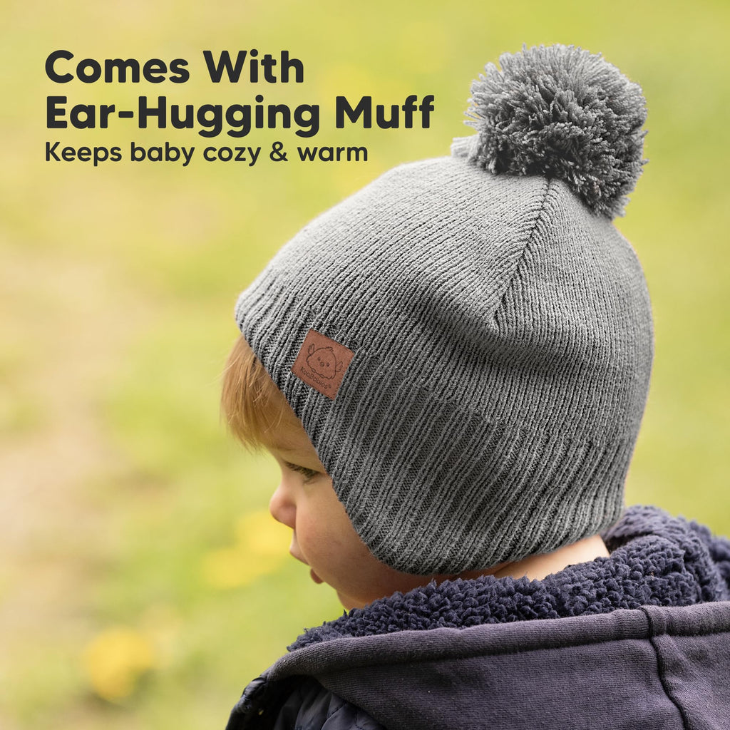 KeaBabies Baby Beanies, Winter Baby Hats for Boys, Girls (Gray, 0-6M)