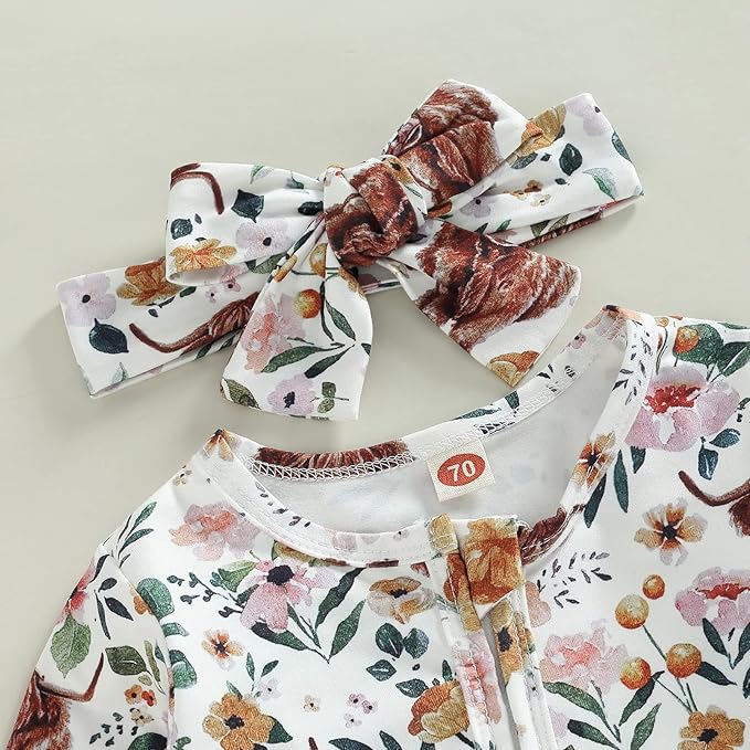 CIYCUIT Baby Girls Cactus Footies Newborn Zip Up Onesie Romper