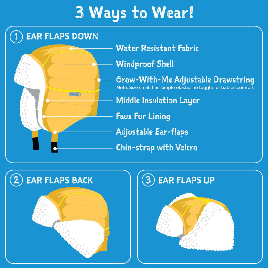JAN & JUL Toasty-Dry Trapper Hat for Baby and Kids (Nebula Blue, XL)