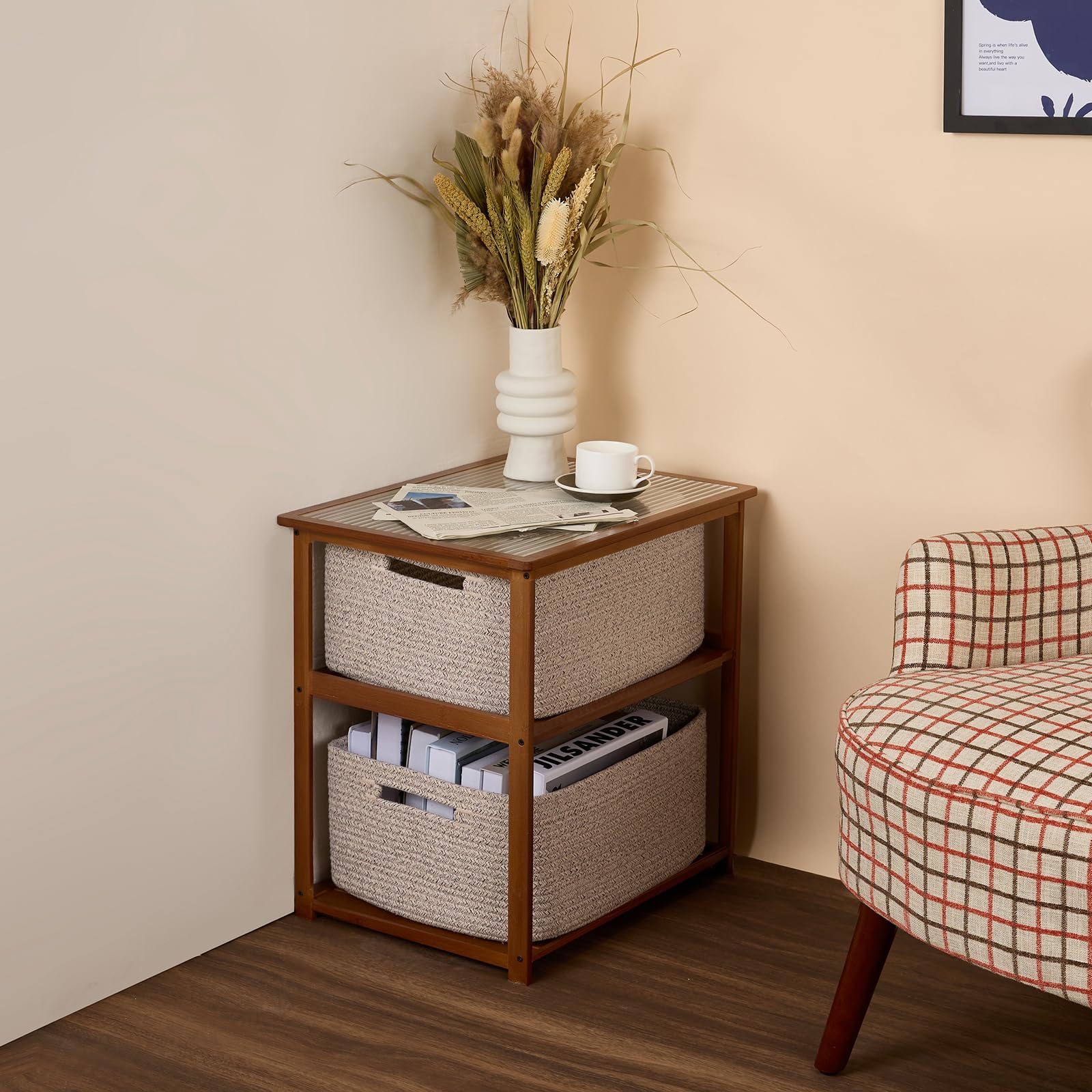 MiniArk Large Storage Baskets for Organizing, 17 x 13 x 7.5” Closet Shelf Baskets for Clothes Blanket Towels, Baby Nursery, Toy Bins Box, Woven Rope Baskets, 4 Packs Mixed Brown