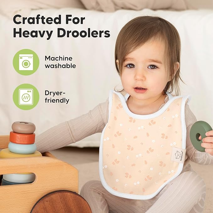 KeaBabies 8-Pack Baby Bibs for Boys, Girls - Pullover Bibs for Drooling Teething Baby Girl & Boy Toddler, Newborn, Soft & Absorbent, Cute Colors, Large Torso Coverage Keep Infant Clean & Dry (Fleur)