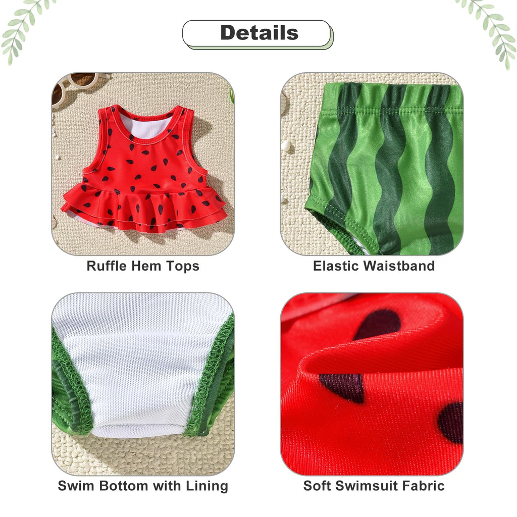 Aalizzwell 5T Toddler Little Girls Swimsuit Watermelon Ruffle Bathing Suit Bikini Swimming Suit Swimwear Beach Wear Two Piece