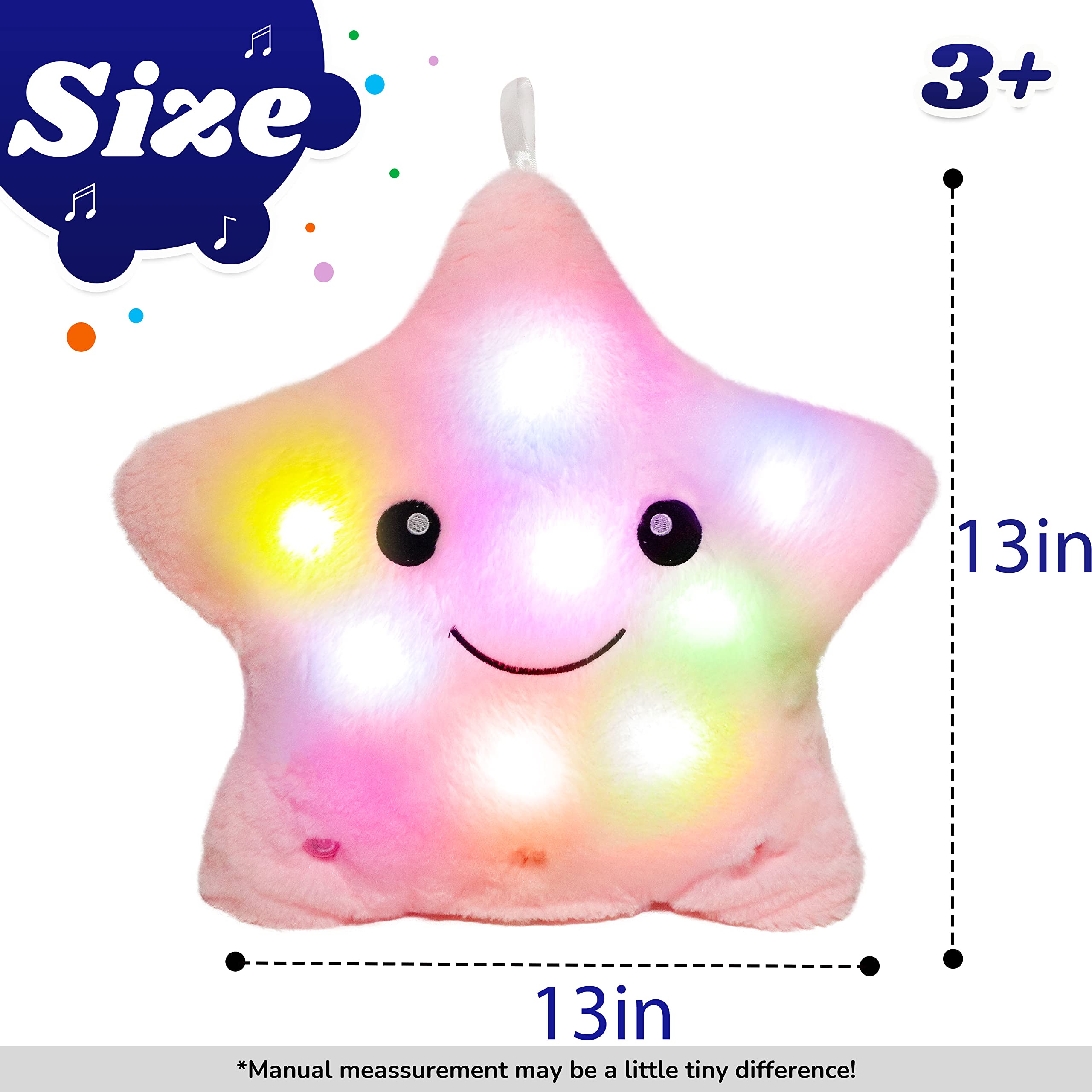 Cuteoy Musical Star Plush Pillow Glowing LED Light-up Stuffed Animal Toys
