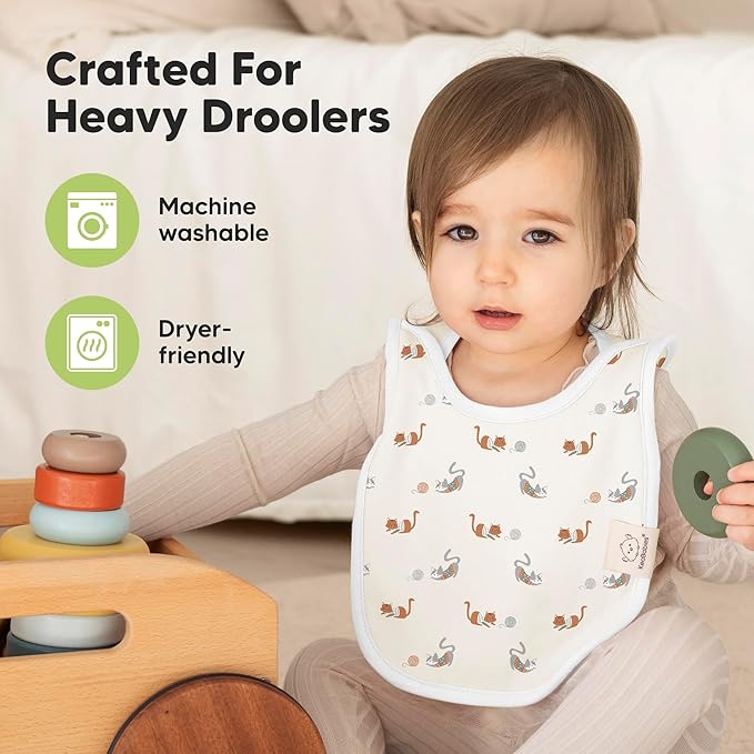 8-Pack Baby Bibs for Boys, Girls - Pullover Bibs for Drooling Teething Baby Girl & Boy Toddler, Newborn, Soft & Absorbent, Cute Colors, Large Torso Coverage Keep Infant Clean & Dry (Pets & Paws)