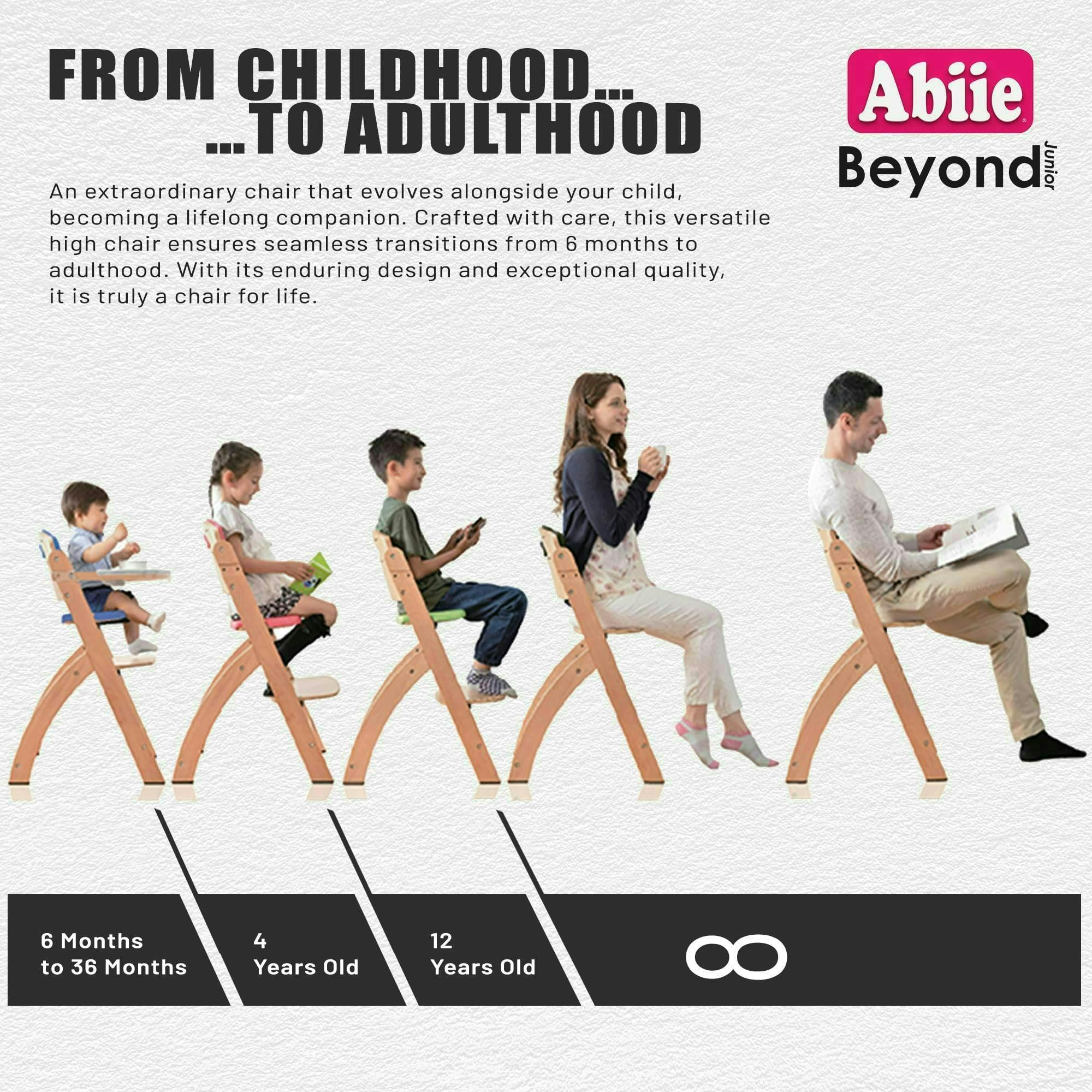 Abiie Beyond Junior Convertible Wooden High Chair with Removable Tray
