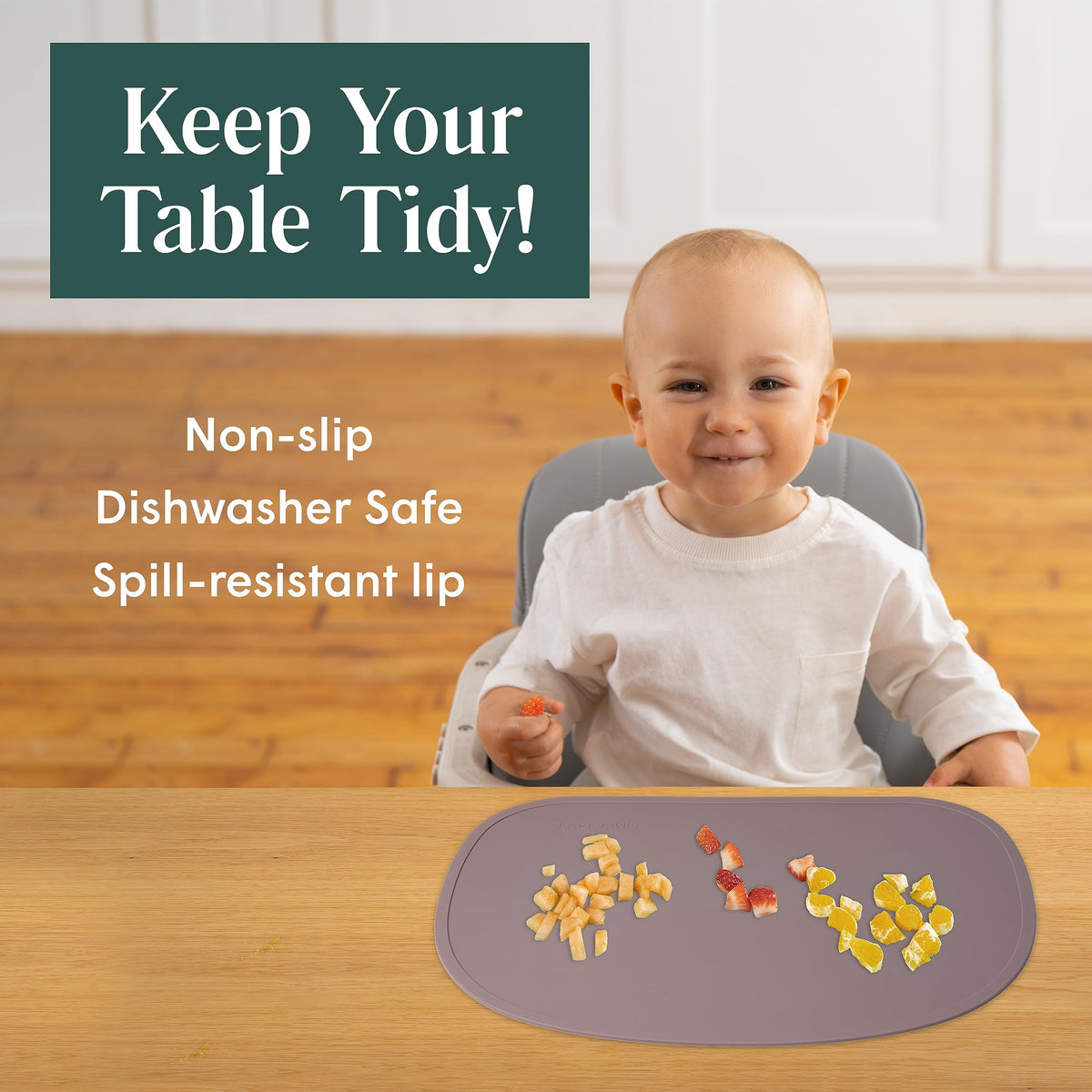 Simka Rose Silicone Baby Placemats that Stick to Table - Silicone Placemats for Toddlers Non Slip with Raised Edges - Kids Placemats for Dining Table Restaurants and Travel - Dishwasher Safe (Lilac)