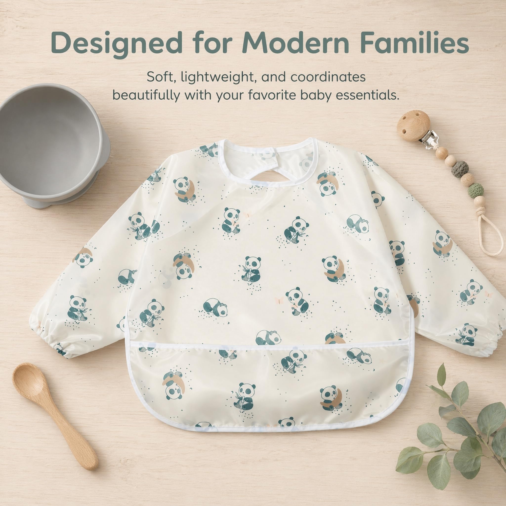 Little Dimsum Long Sleeve Bib for Baby Infant Toddler 6-36 Months