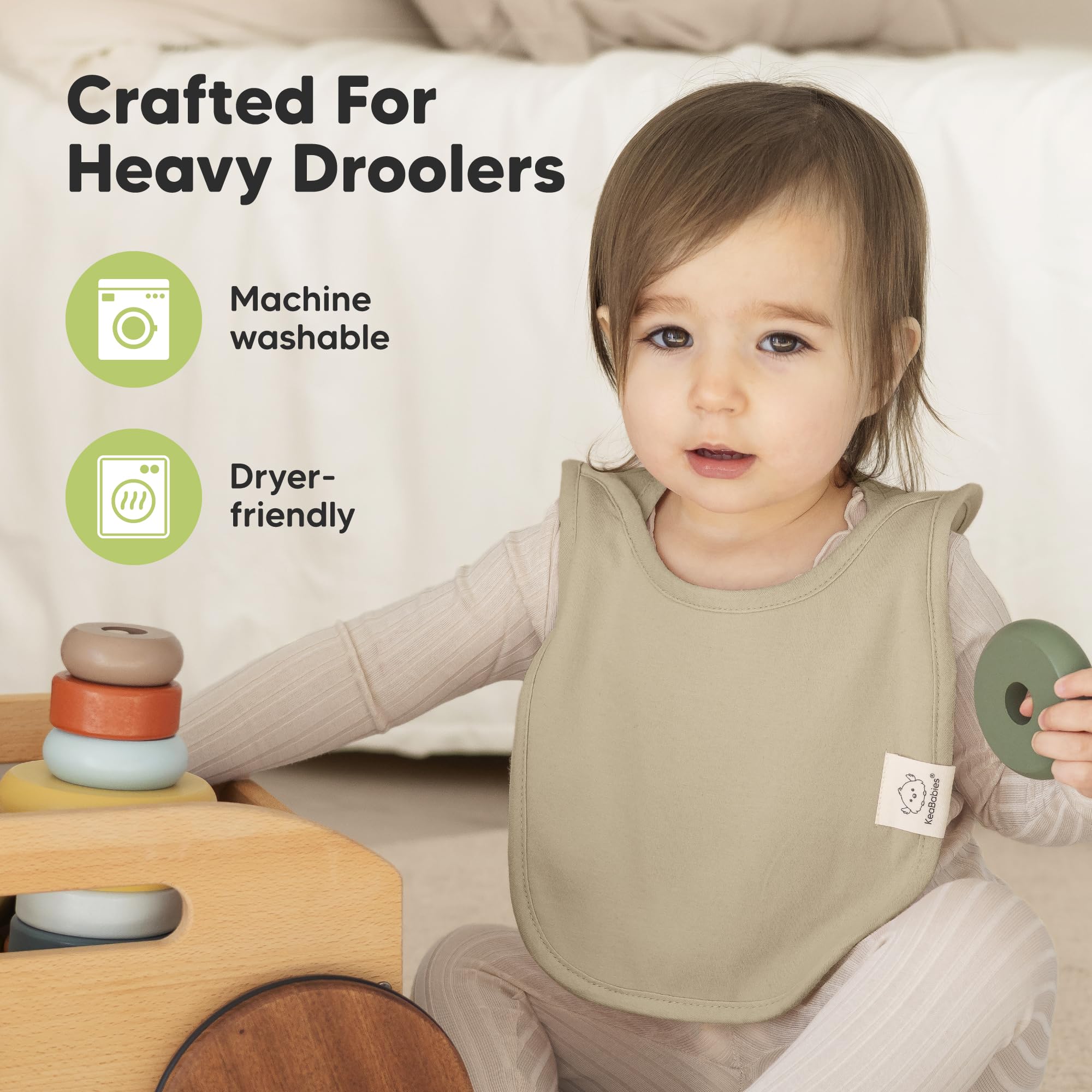 KeaBabies 8-Pack Bibs for Baby Girls, Boys Pullover Baby Bibs 6-36M (Brick)