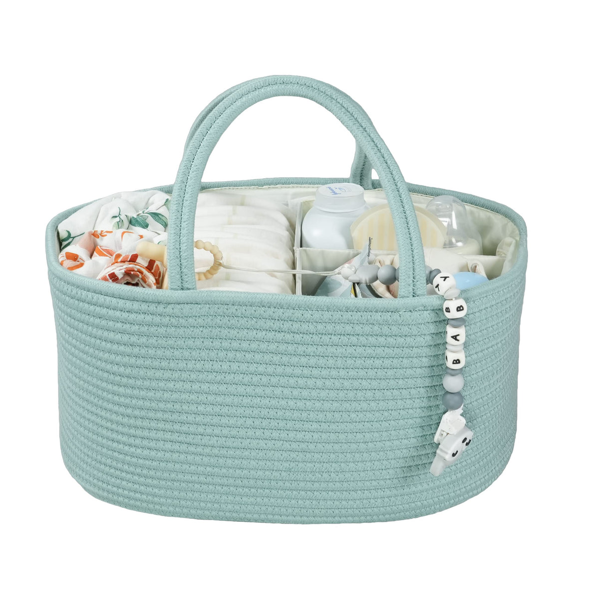XUANGUO Large Pink Cotton Rope Baby Diaper Caddy Organizer Basket for Girls