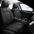 Pariitadin Leather Car Seat Covers Front Pair, Waterproof Breathable Faux Leather Automotive Seat Covers for Cars, Non-Slip Car Interior Covers Universal Fit Most Cars Sedans Trucks SUVs, Black