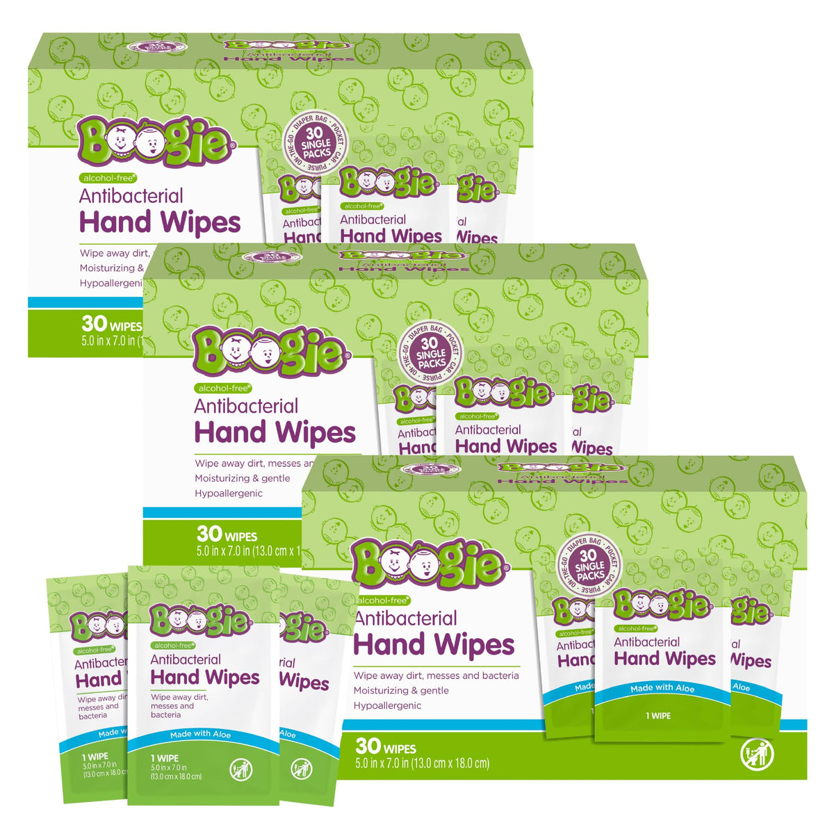 Boogie Antibacterial Hand Wipes - 100 Count