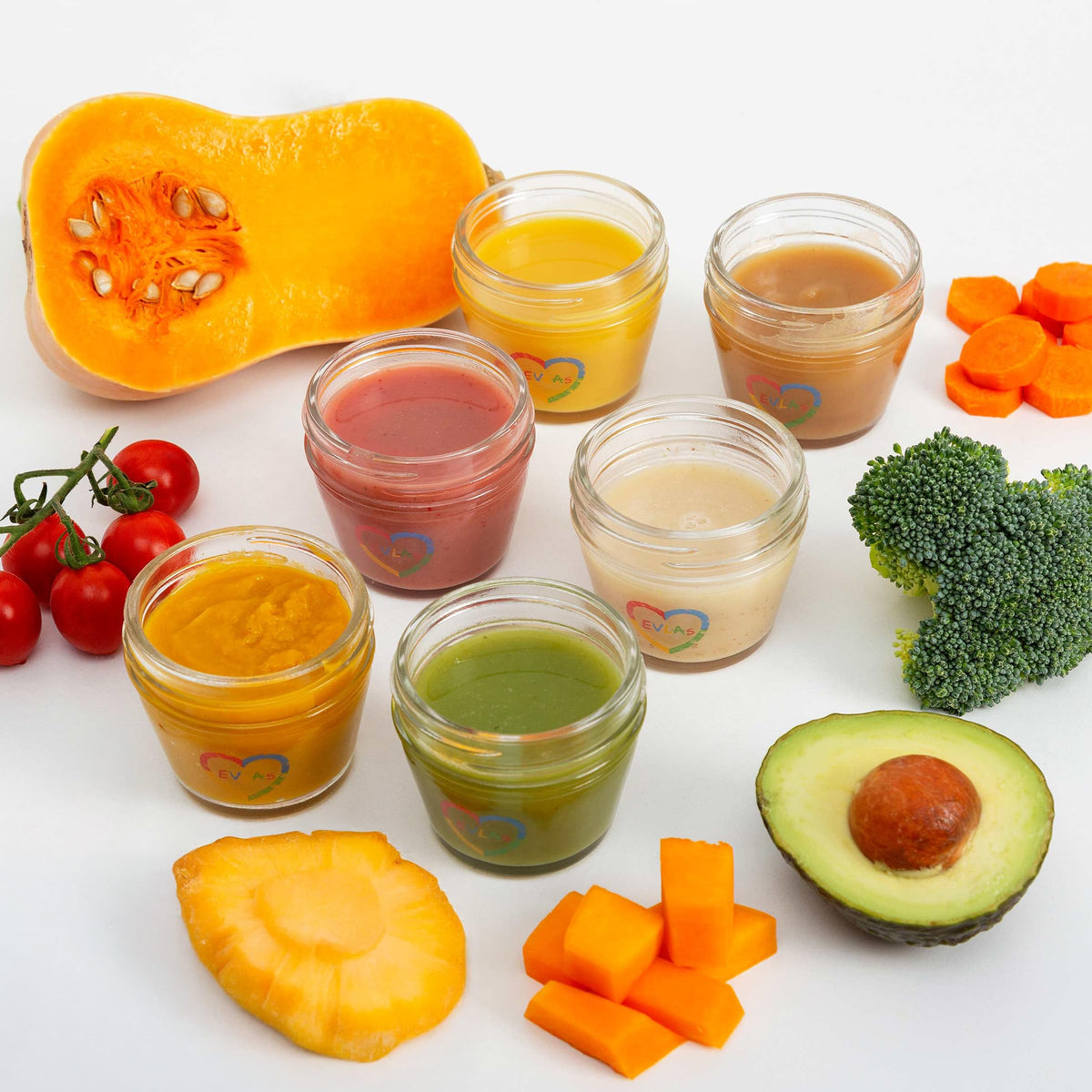 EVLA'S Baby Food Containers, 4oz Glass Jars with Lids, 12-Pack