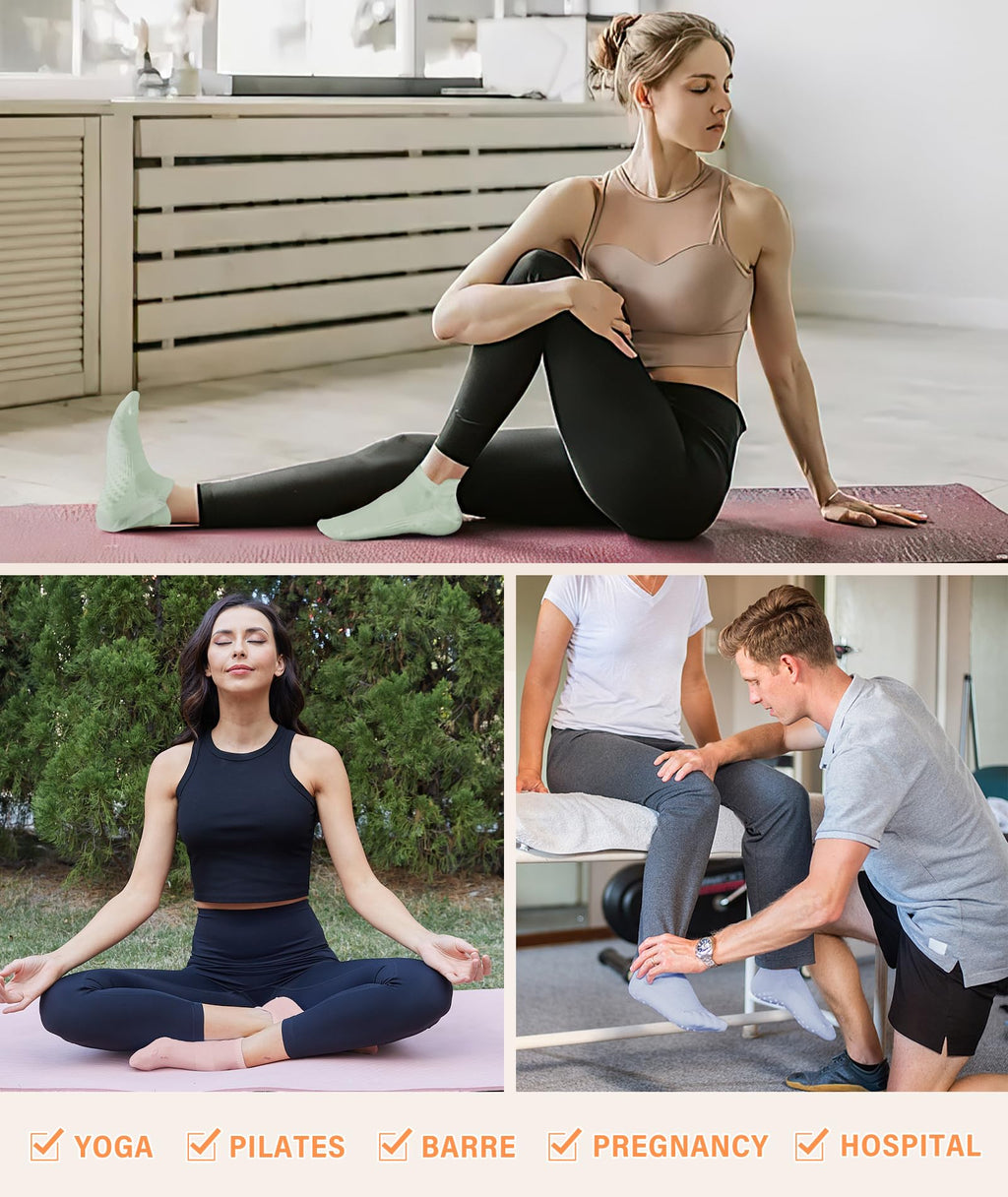 DIBAOLONG Pilates Socks with Grips for Women Yoga Socks Non Slip for Hospital, Pergnancy, Barre, Ballet, Dance, Workout 3 Pairs