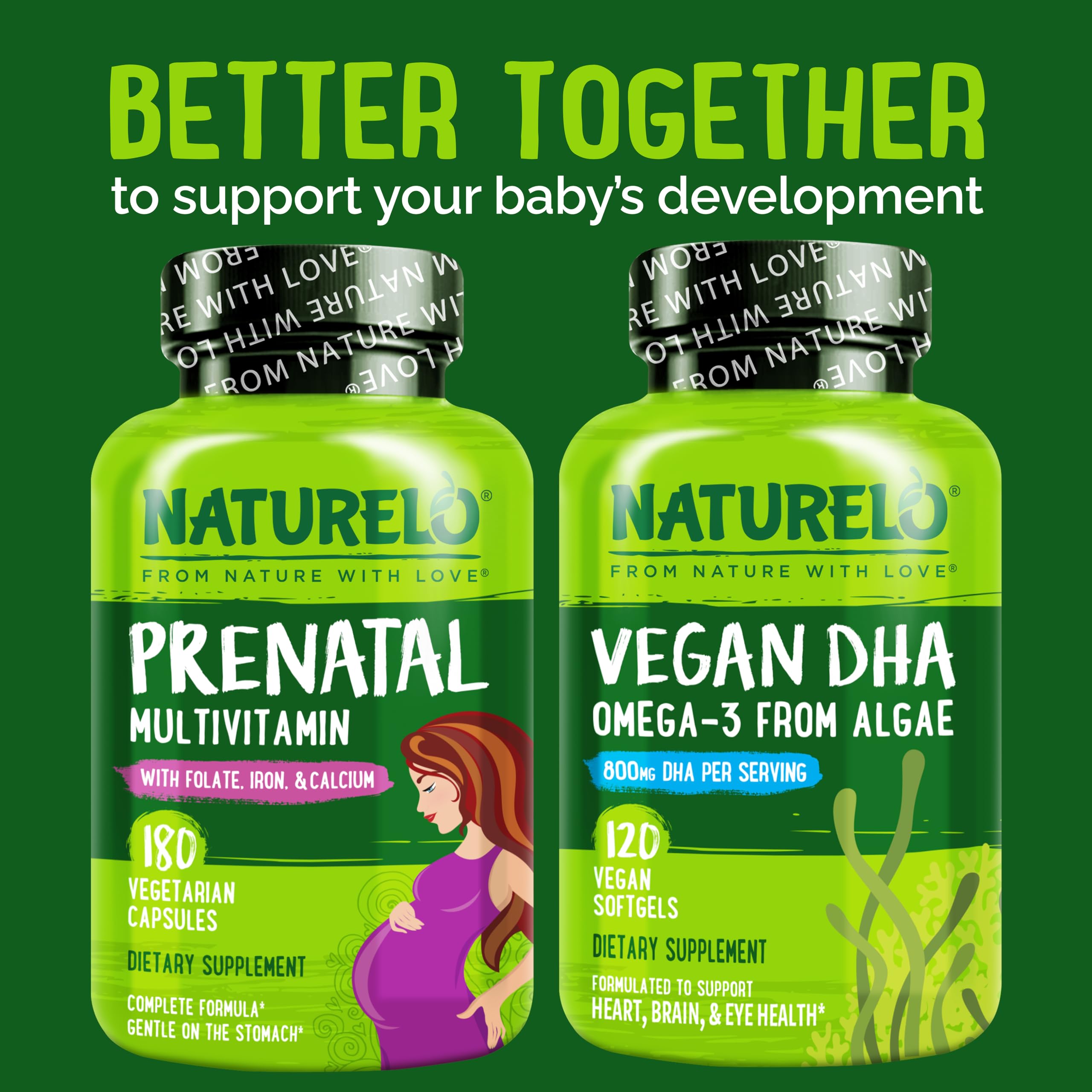 NATURELO Prenatal Multivitamin with Choline & Folate, 180 Capsules