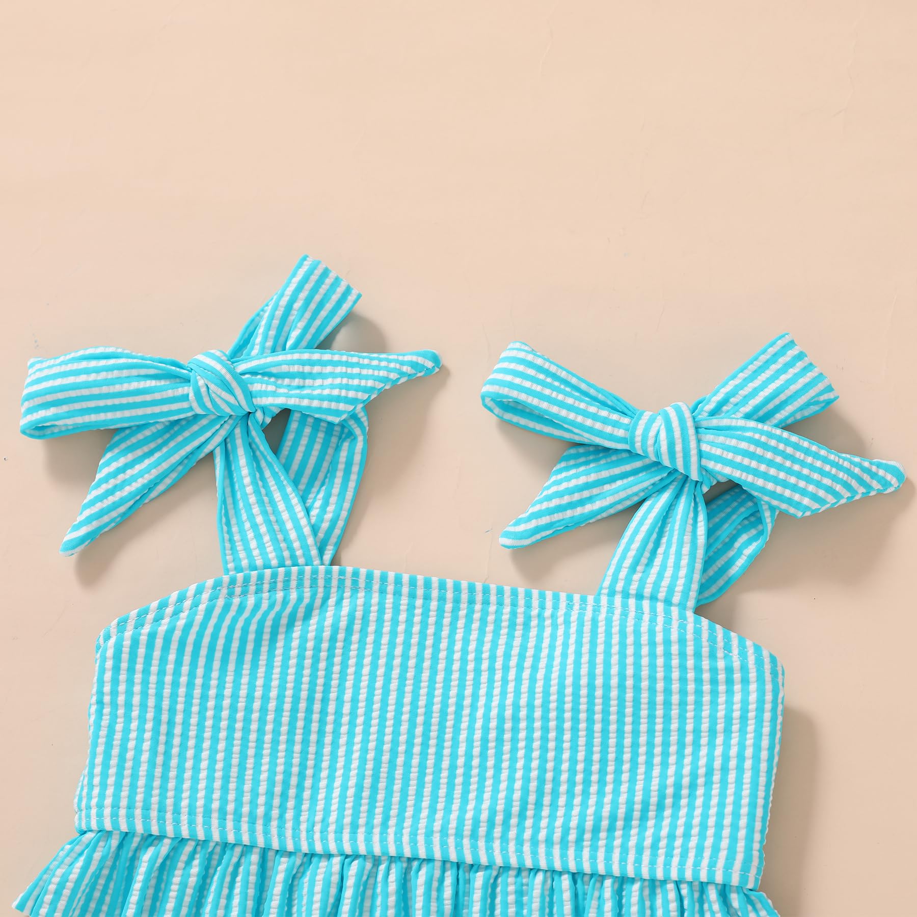 YOUNGER TREE Toddler Girls Two Pieces Swimsuit Color Block Stripe Swimwear Summer Beach Bathing Suit 18M-5T（Blue 18-24 Months）