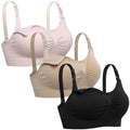 Lataly Womens Seamless Nursing Bra Sleeping Maternity Bralette for Breastfeeding Color Black Beige Pink Size M
