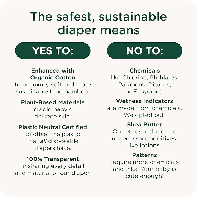 Our Diapers | EWG Verified Safe & Plant-Based Diapers | Leak Protection | Soft Organic Cotton Shell | Chlorine-Free Diaper for Sensitive Skin | Size 3 (16-28 lbs) 168 Count