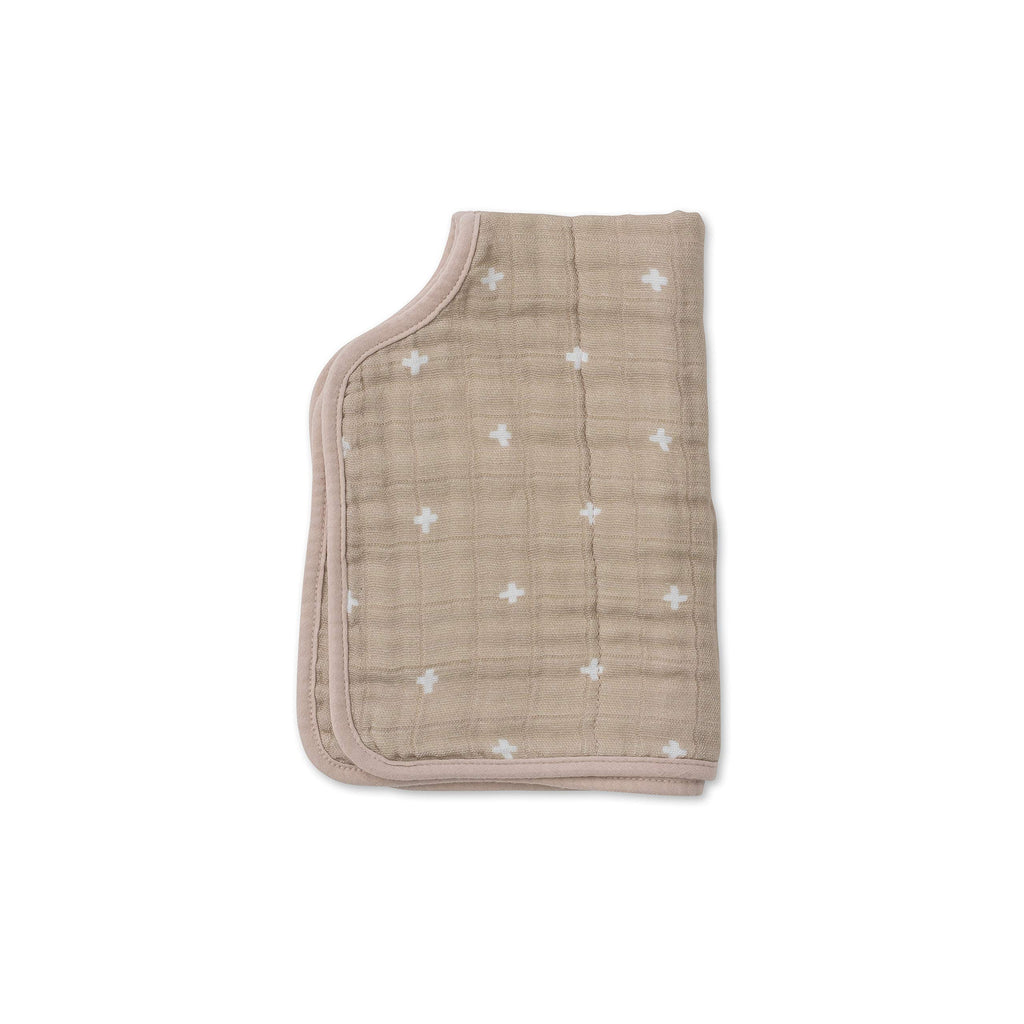 Little Unicorn Ultra-Absorbent Premium Burp Cloth | Soft on Baby's Skin | Larger Size | Ergonomic Design (Taupe Cross)